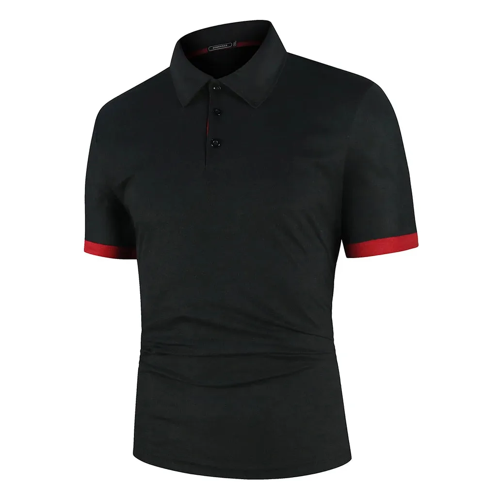 Men's Short Sleeve Contrast Color Polo Shirt - Summer Streetwear Casual