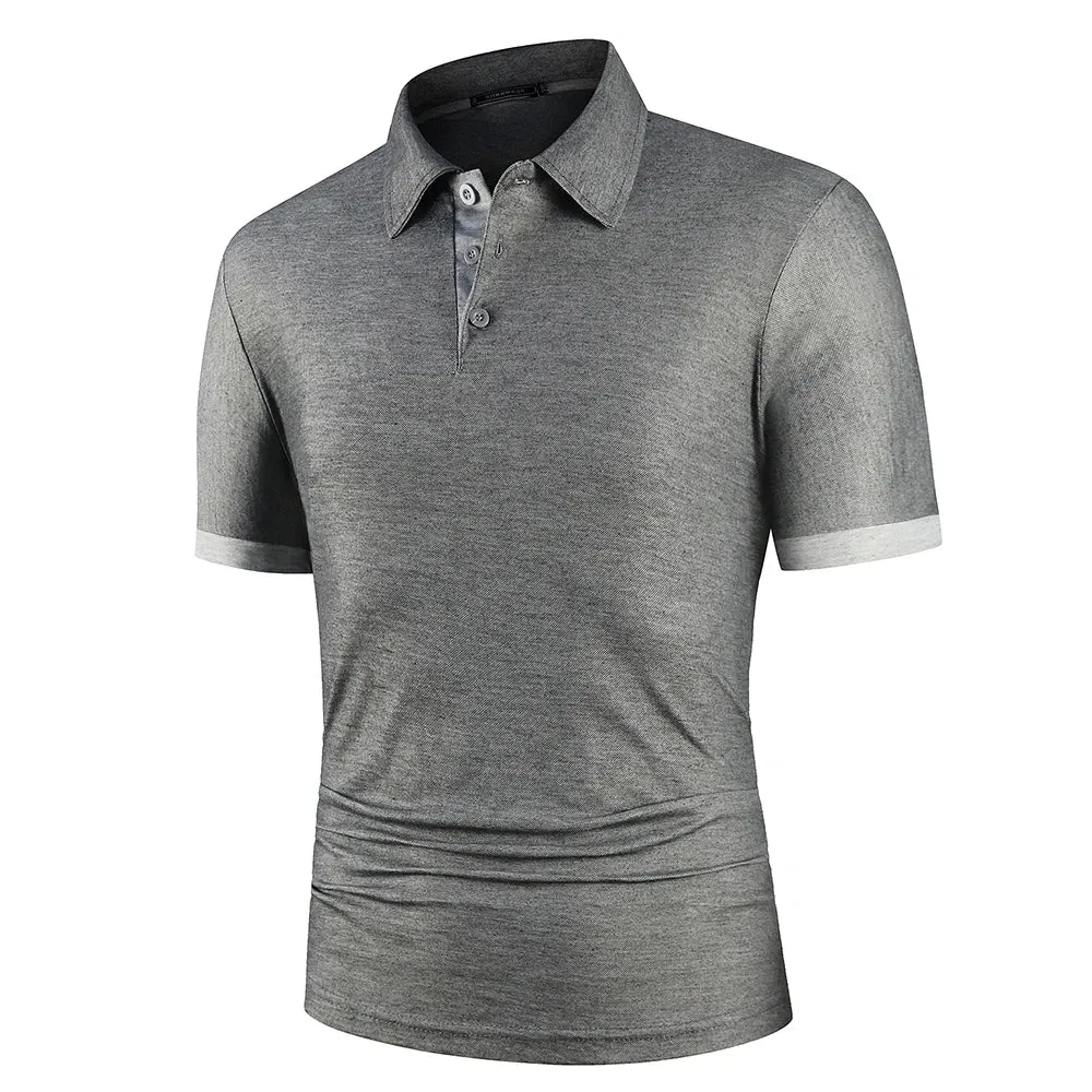 Men's Short Sleeve Contrast Color Polo Shirt - Summer Streetwear Casual