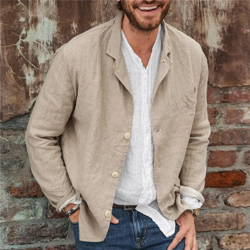 Merivo | Mens Casual Linen Blazer Lightweight Unlined Summer Jacket Smart Look for Jeans, Office or 60s-Inspired Outfits