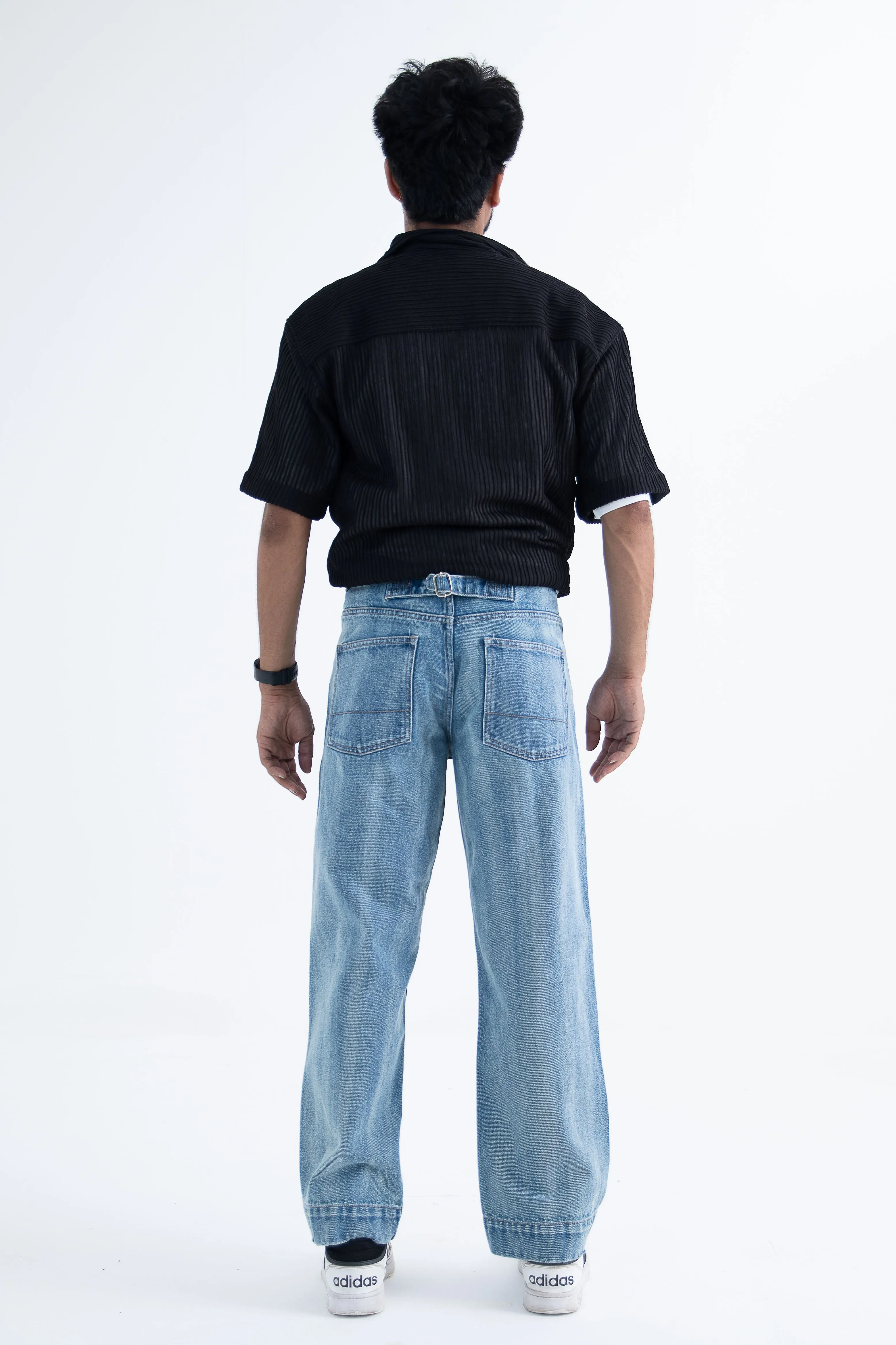 Metro Comfort Loose Jeans: Blue Stripes