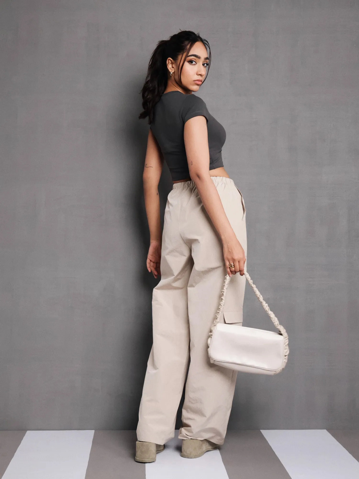 Mid Waist Baggy Pant