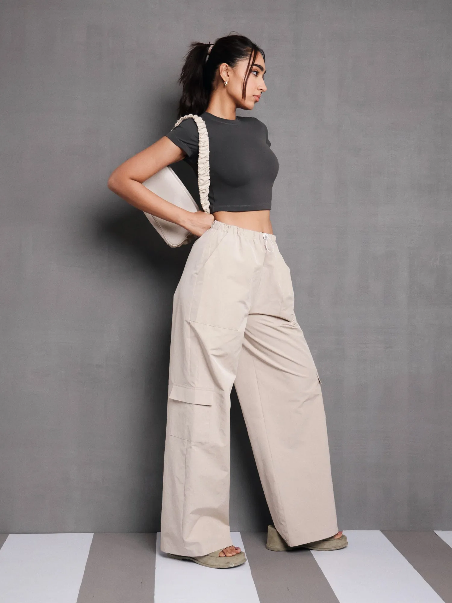 Mid Waist Baggy Pant