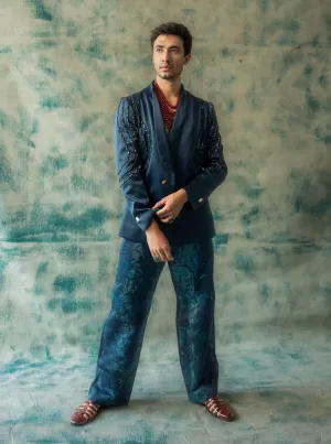 Midnight blue sage blazer and trouser