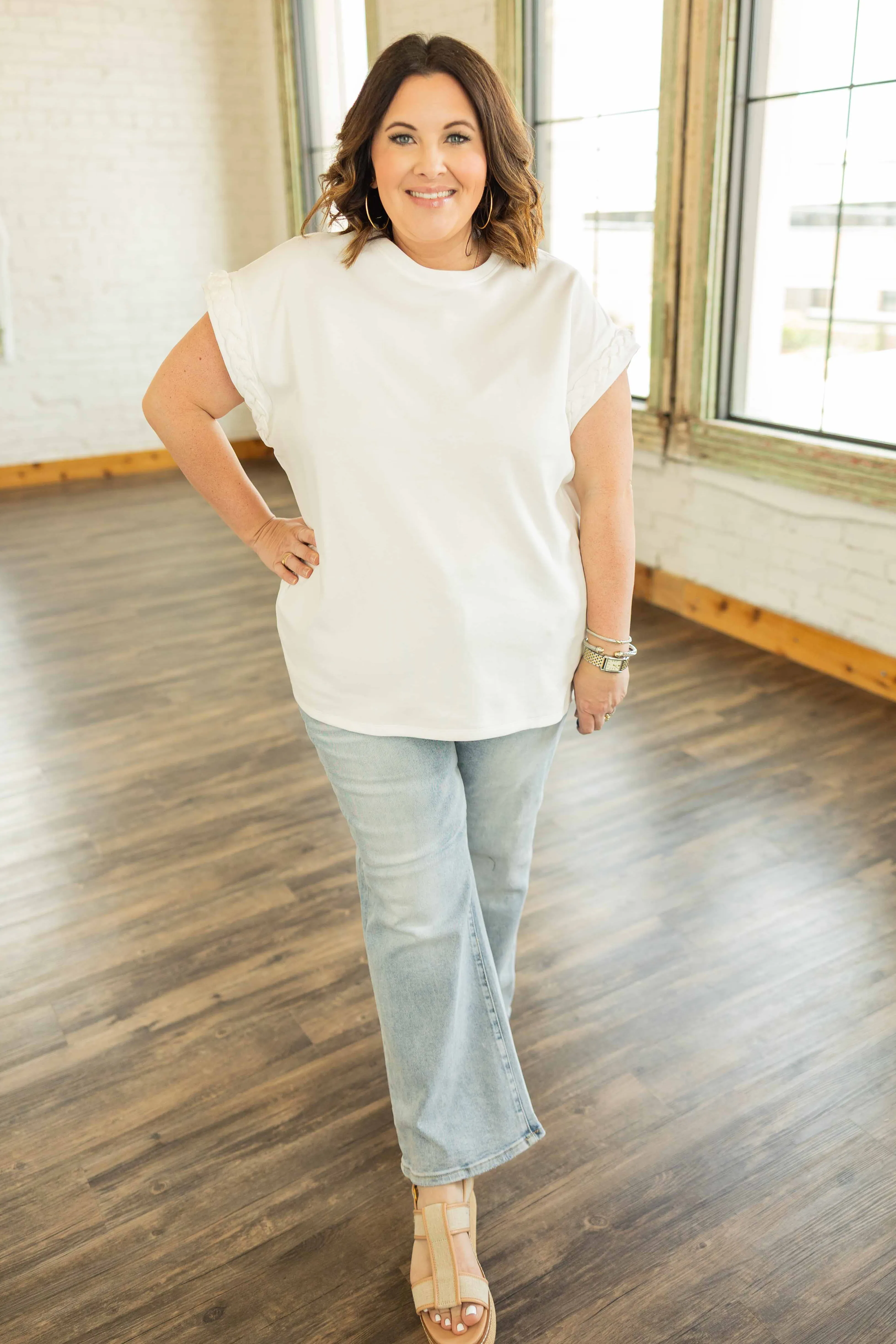 MILA PLUS BRAIDED SLEEVE TOP