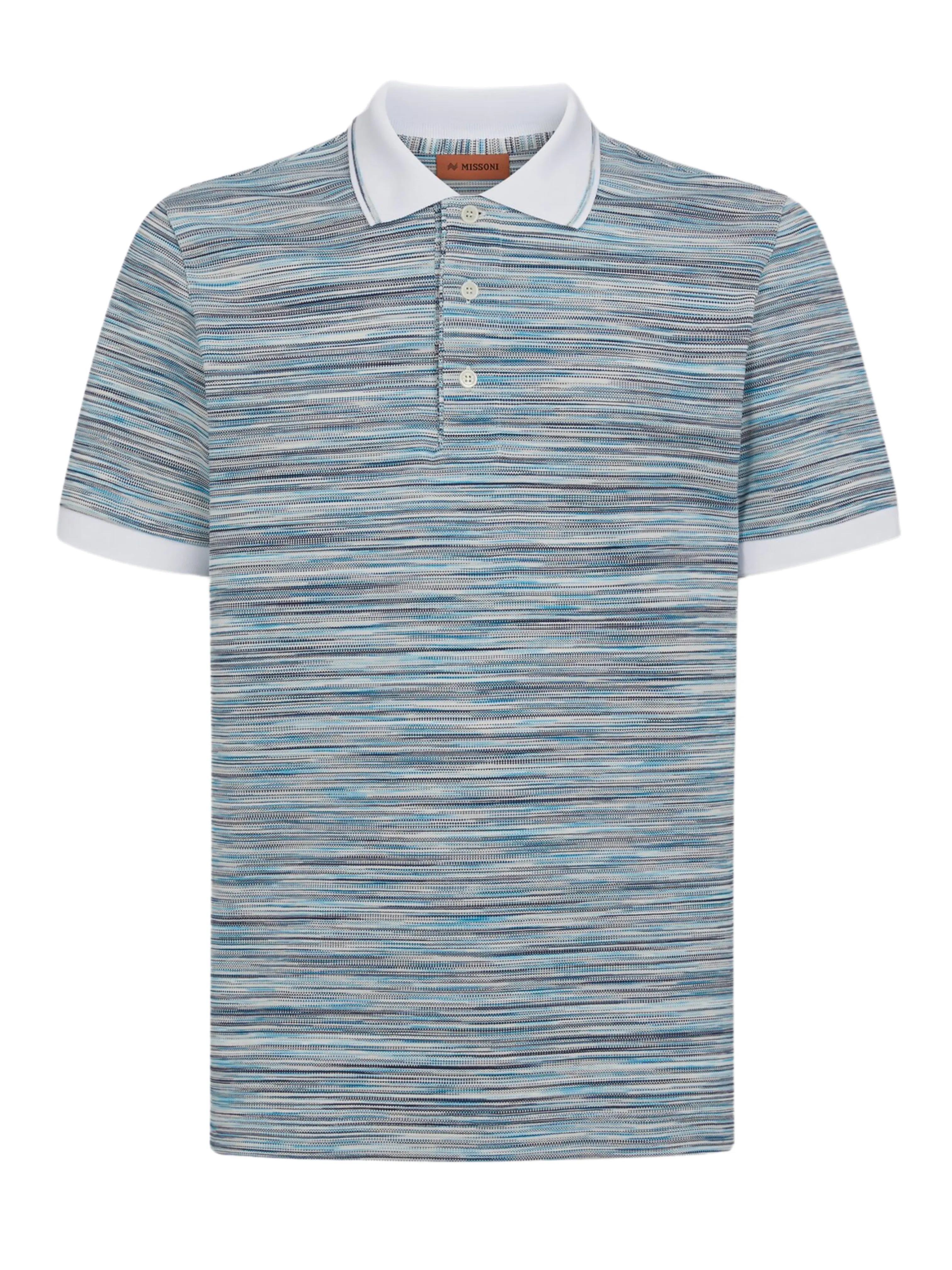 MISSONI SPACE DYE POLO SHIRT LIGHT BLUE / WHITE