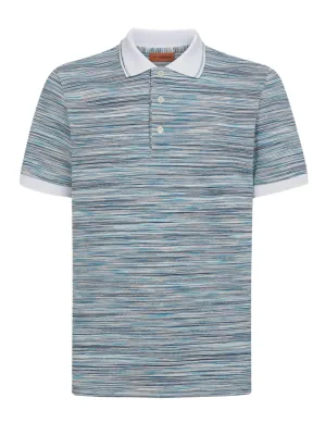 MISSONI SPACE DYE POLO SHIRT LIGHT BLUE / WHITE