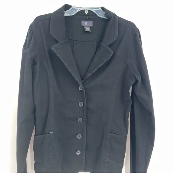 Morbid Threads Women’s Black Button-Up Blazer Size XXL (2X) Cotton 5 Button