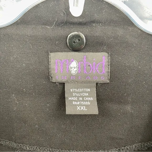 Morbid Threads Women’s Black Button-Up Blazer Size XXL (2X) Cotton 5 Button