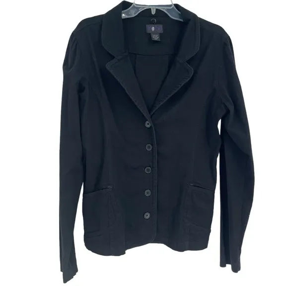 Morbid Threads Women’s Black Button-Up Blazer Size XXL (2X) Cotton 5 Button