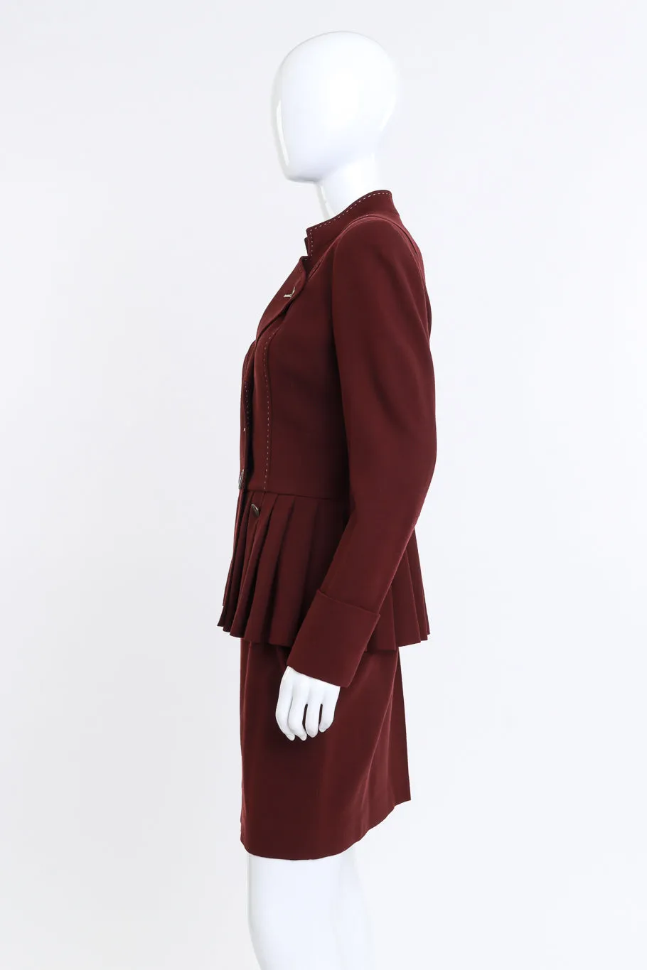 Mulberry Stitch & Pleats Wool Skirt Set