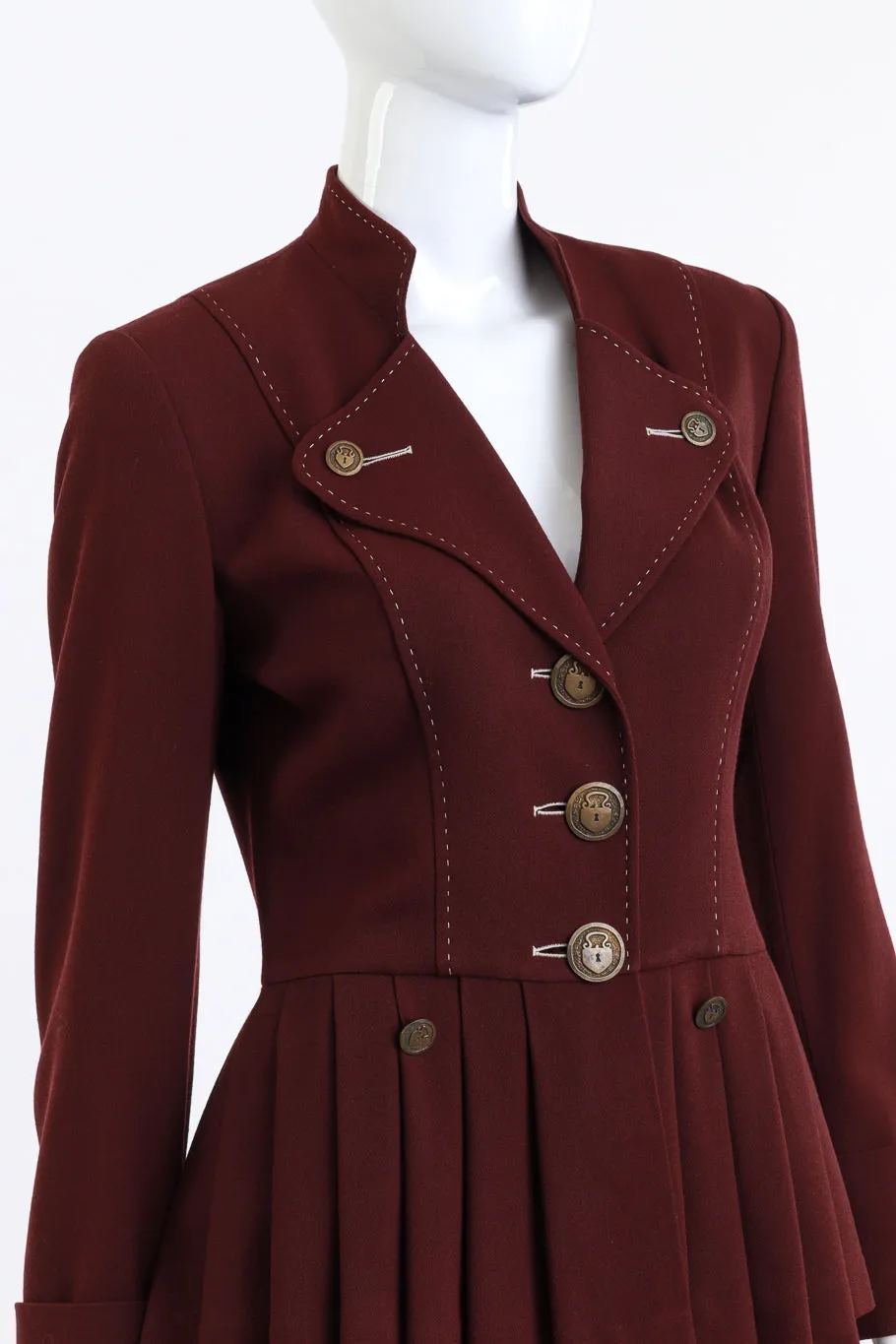 Mulberry Stitch & Pleats Wool Skirt Set