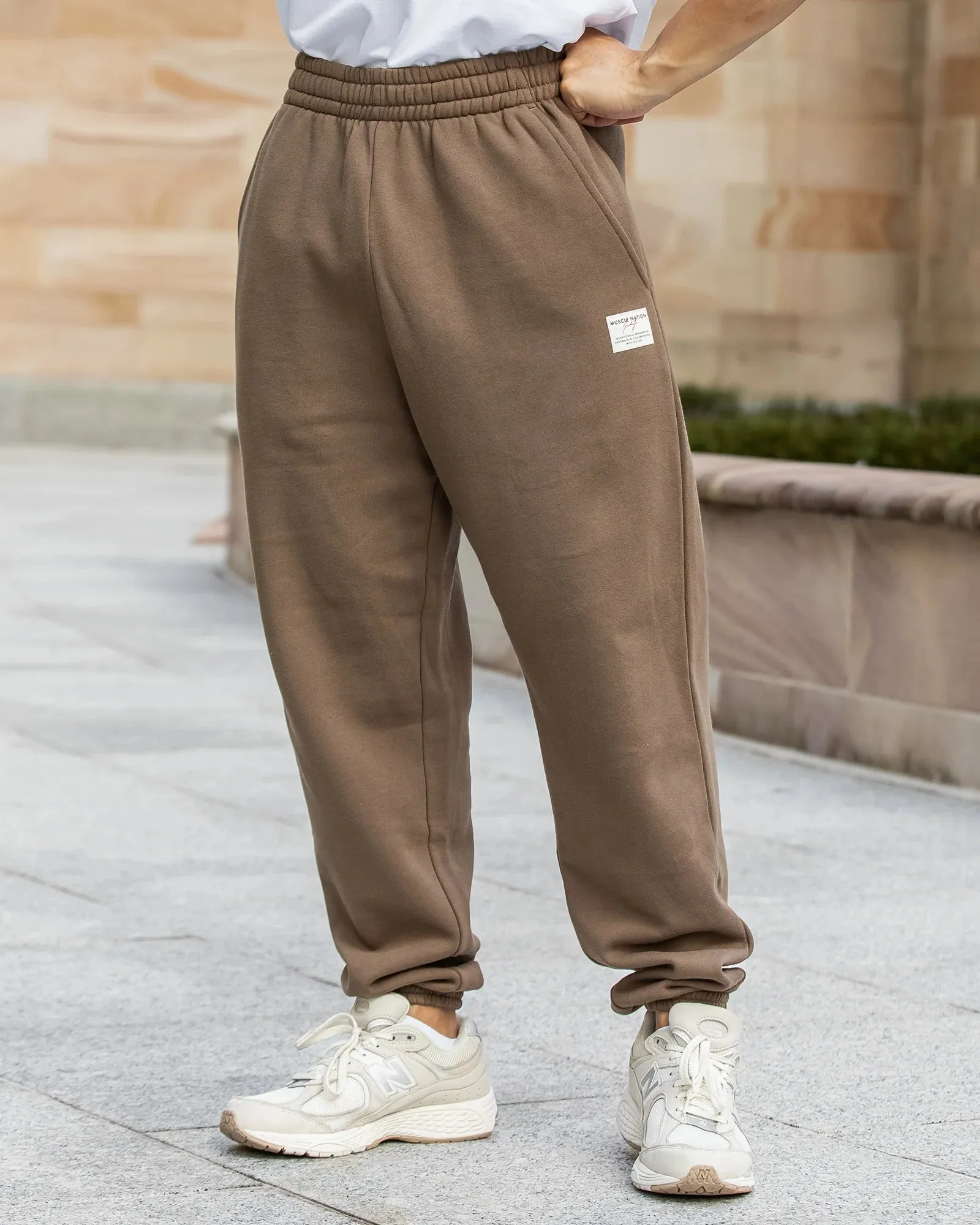 Muscle Nation | Lee Lem Track Pants - Washed Hazelnut