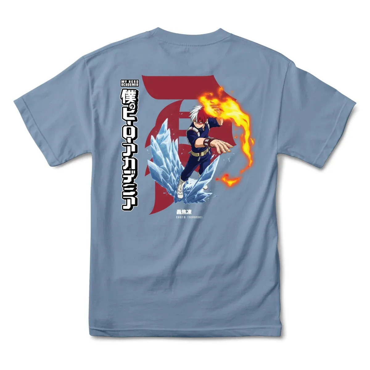MY HERO ACADEMIA X PRIMITIVE DIRTY P SHOTO TODOROKI SLATE BLUE T-SHIRT