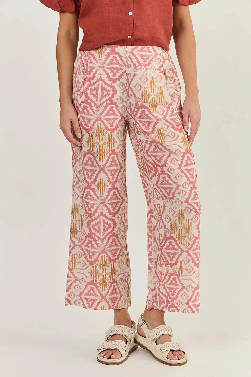 Naturals by O & J Linen Pants in Ikat GA398