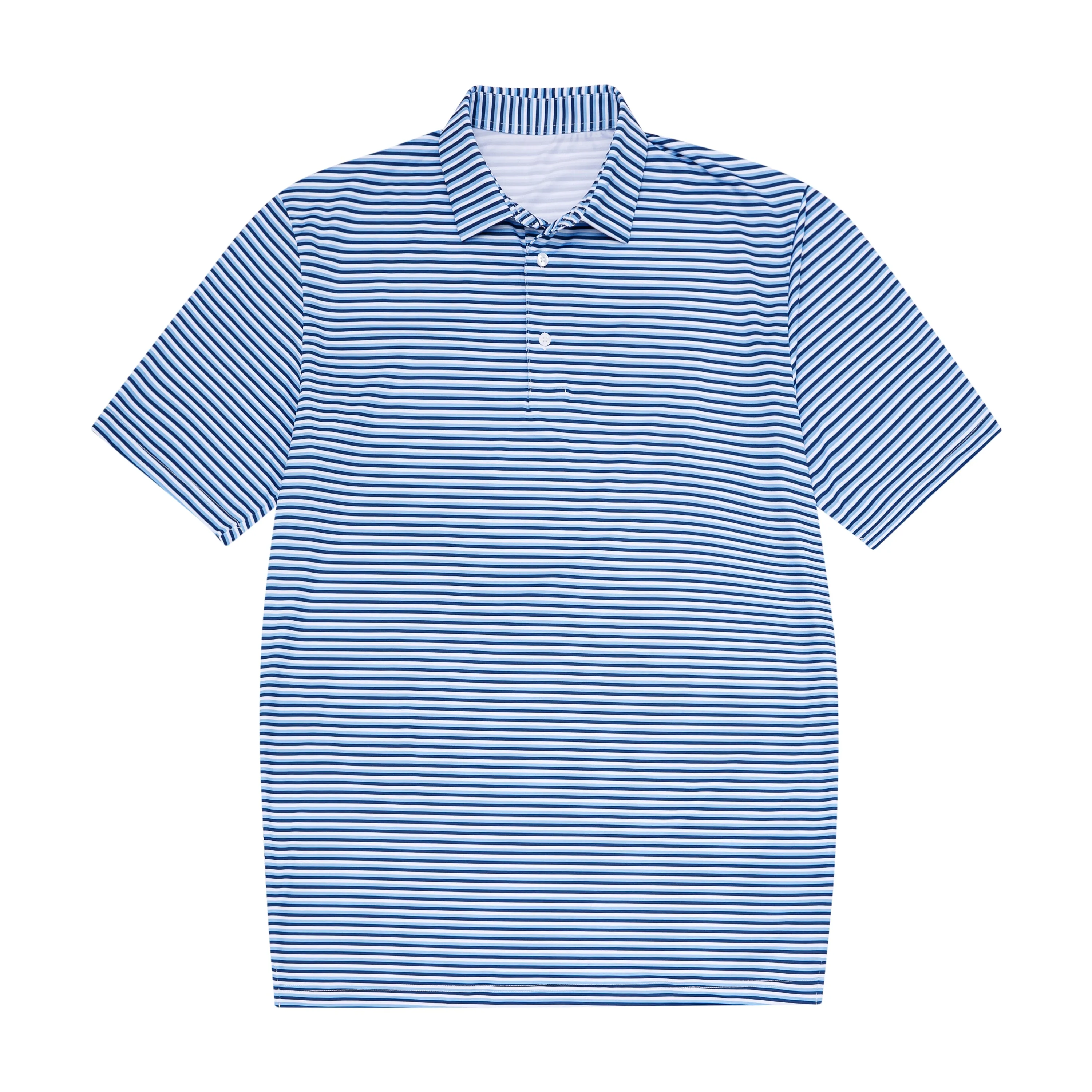 Navy Blue, Light Blue & White Stripe Polo