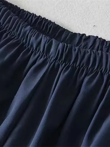 Navy blue retro sport baggy pants with stripes