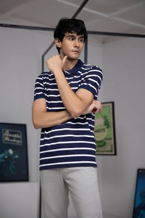 Navy Lined Polo