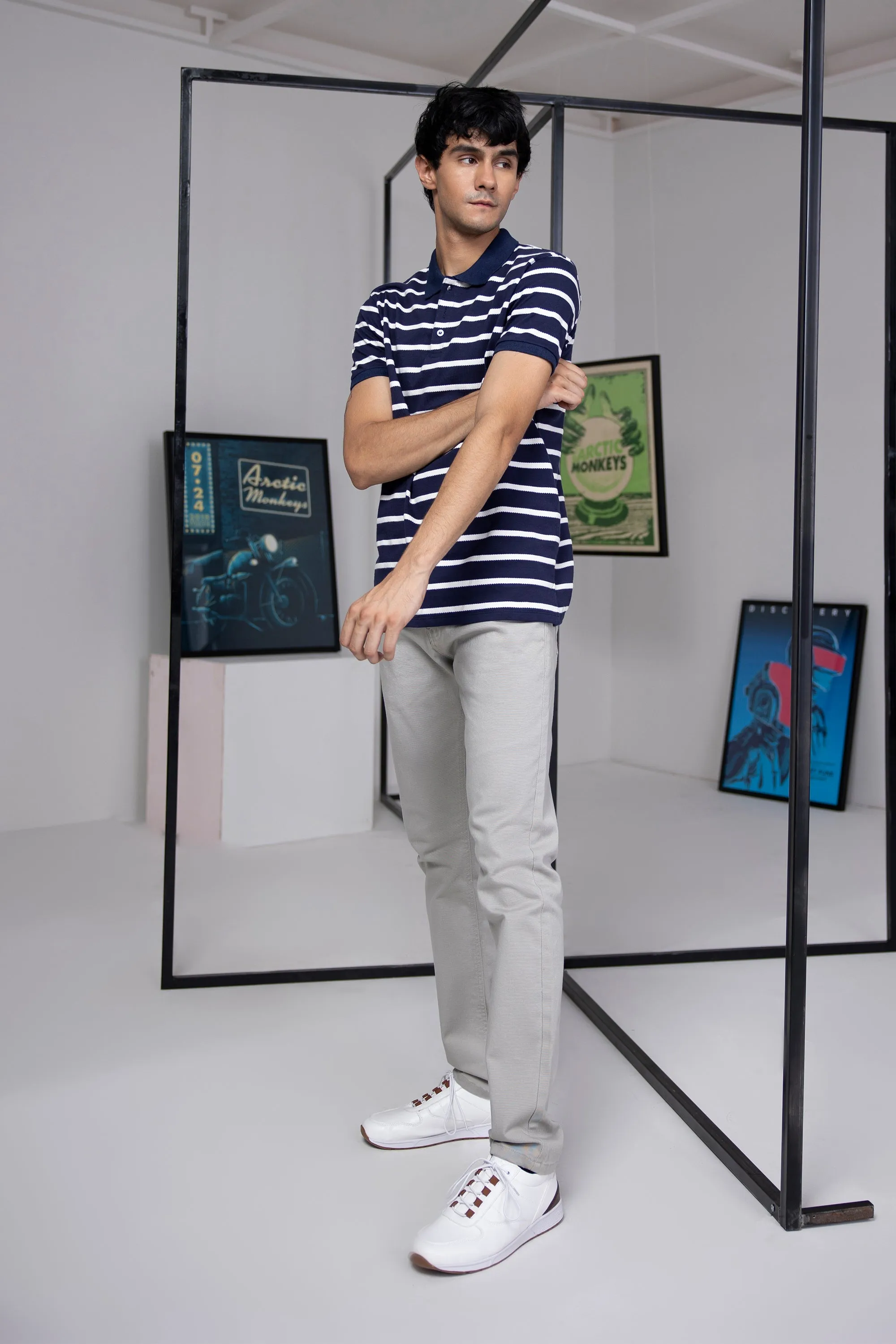 Navy Lined Polo