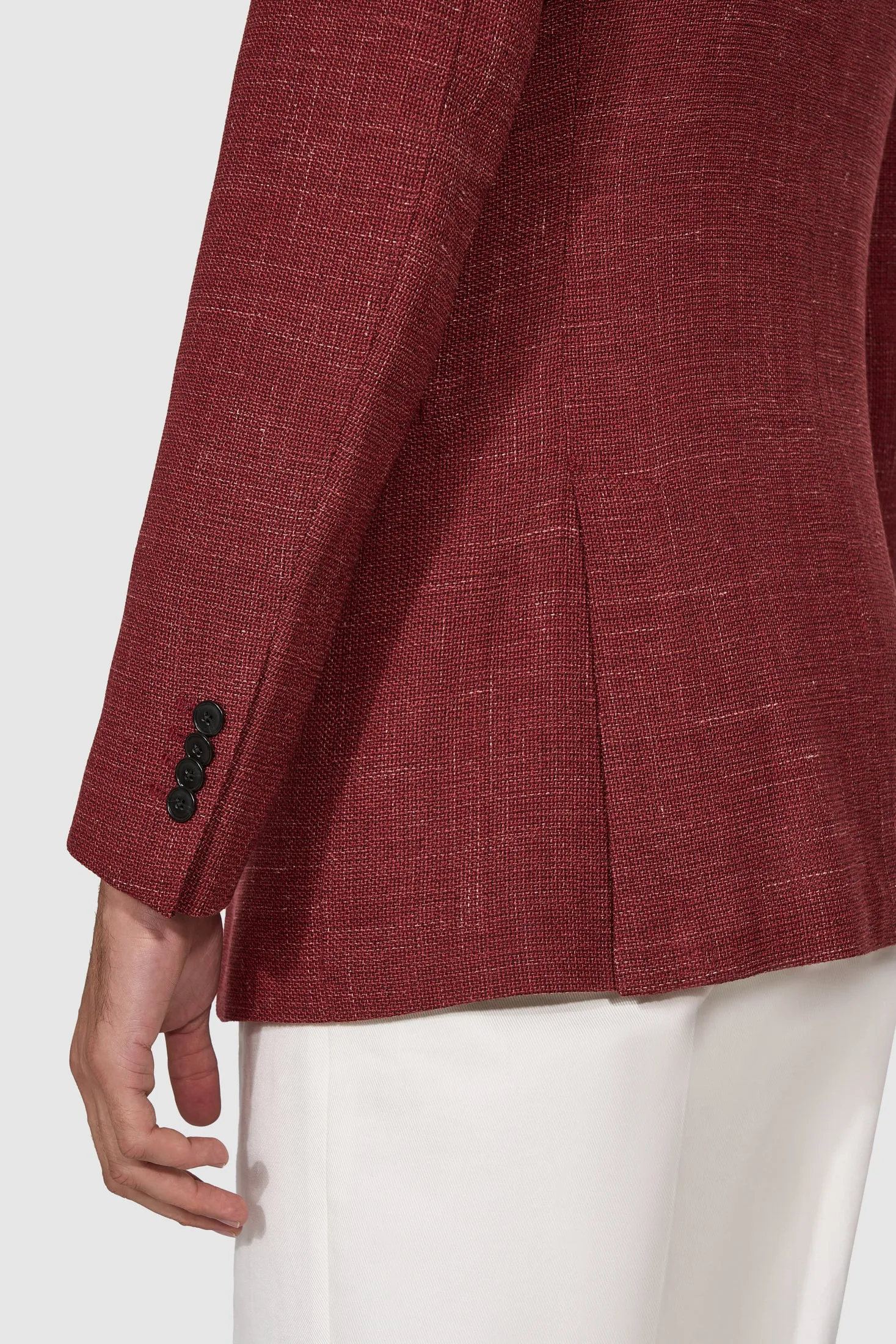 New SUITREVIEW Elmhurst Berry Red Wool and Linen Blazer