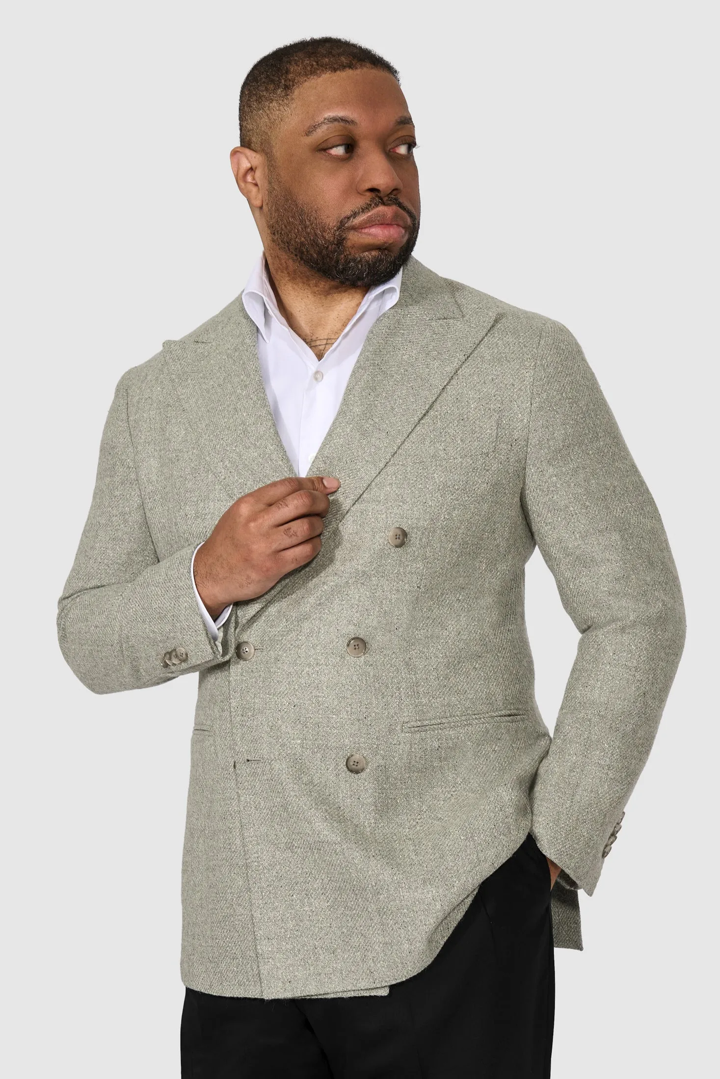 New Suitsupply Havana Gray Wool, Alpaca, Silk Unlined DB Ferla Blazer - Size 36S and 44R