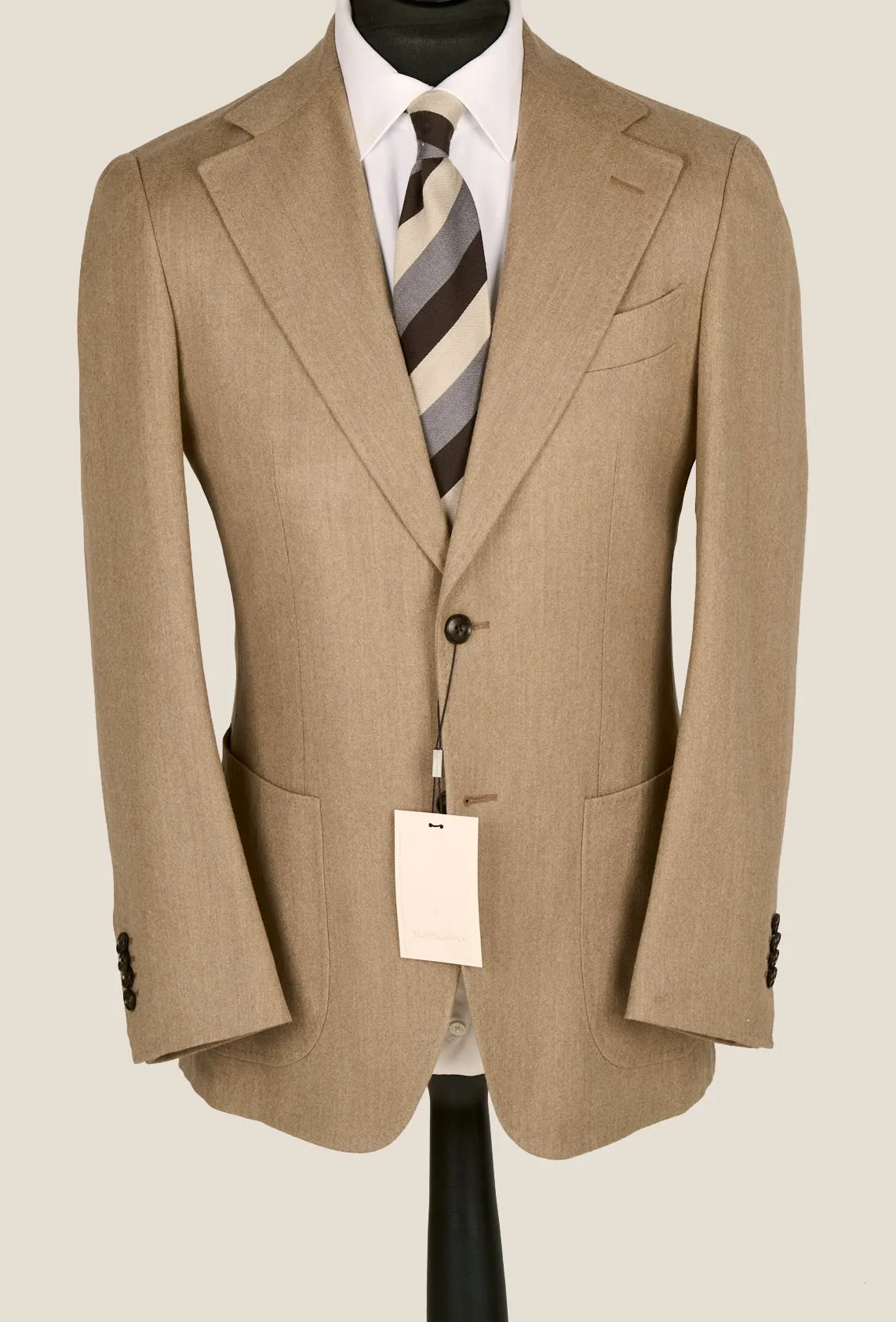 New Suitsupply Havana Light Brown Wool and Cashmere Wide Lapel Blazer - Size 38R