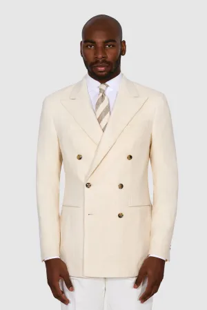 New Suitsupply Havana Off White Herringbone Wool and Cashmere Unlined Blazer - Size 44L