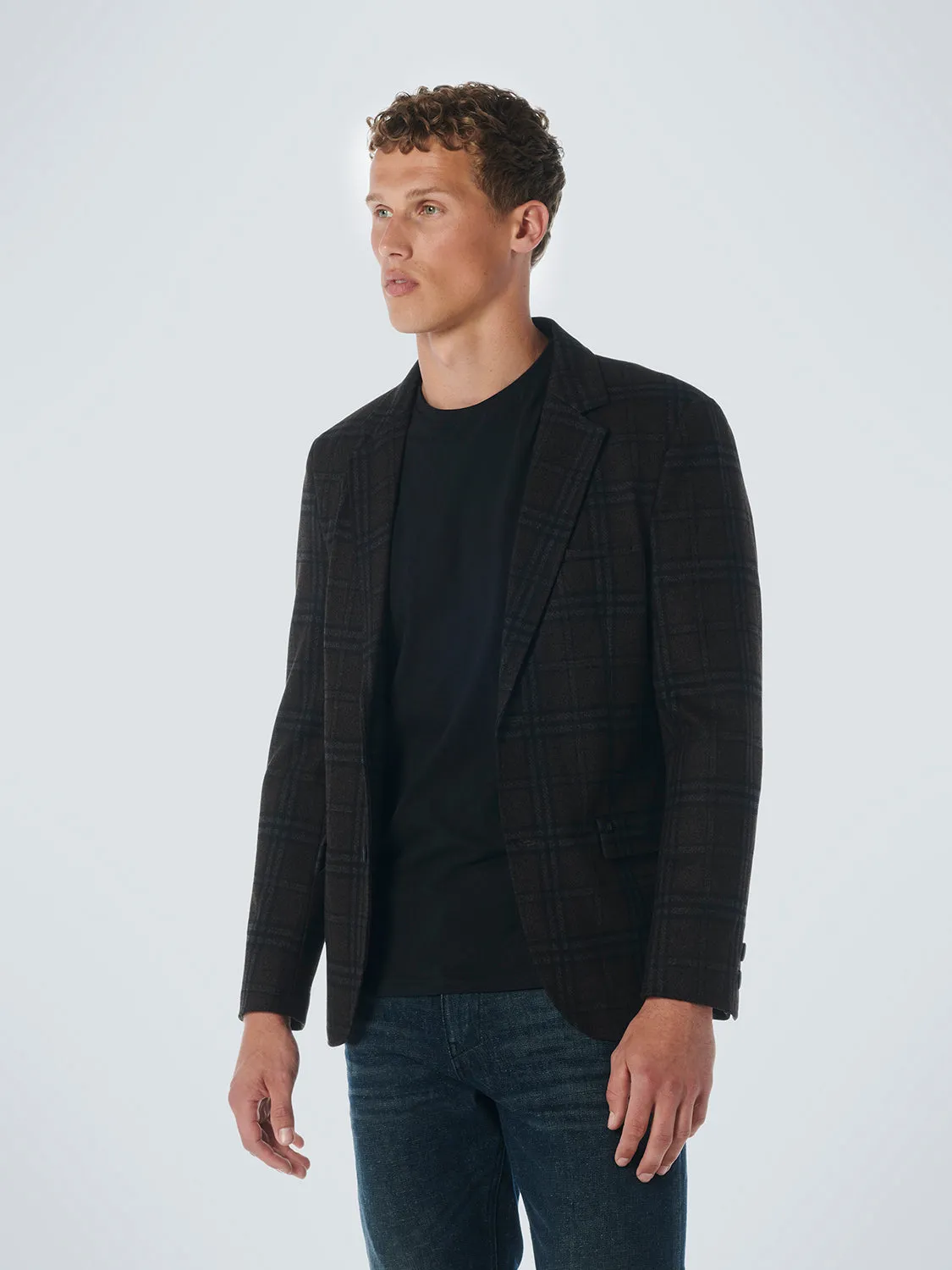 NO EXCESS JERSEY STRETCH CHECK BLAZER 21910906