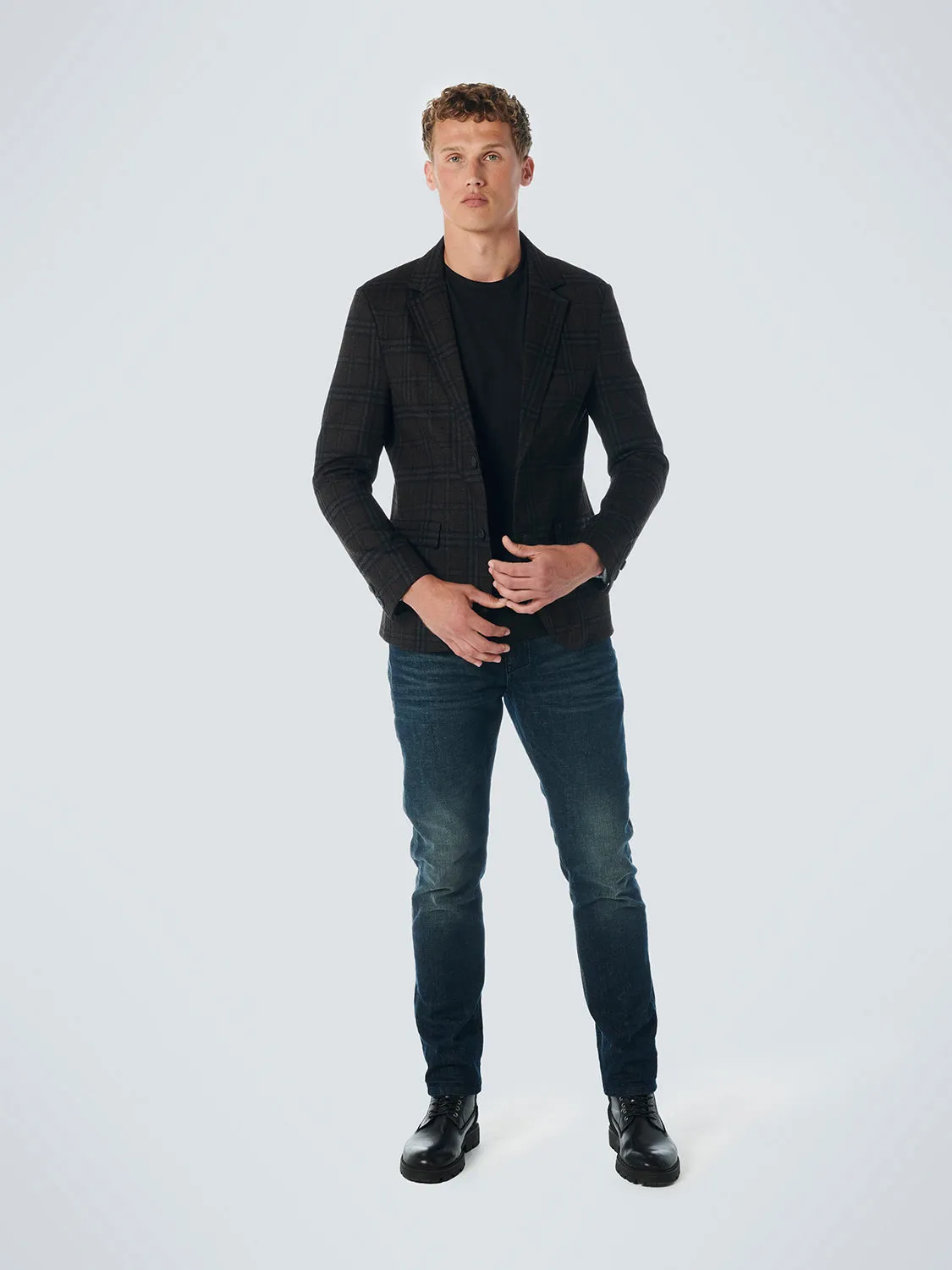 NO EXCESS JERSEY STRETCH CHECK BLAZER 21910906