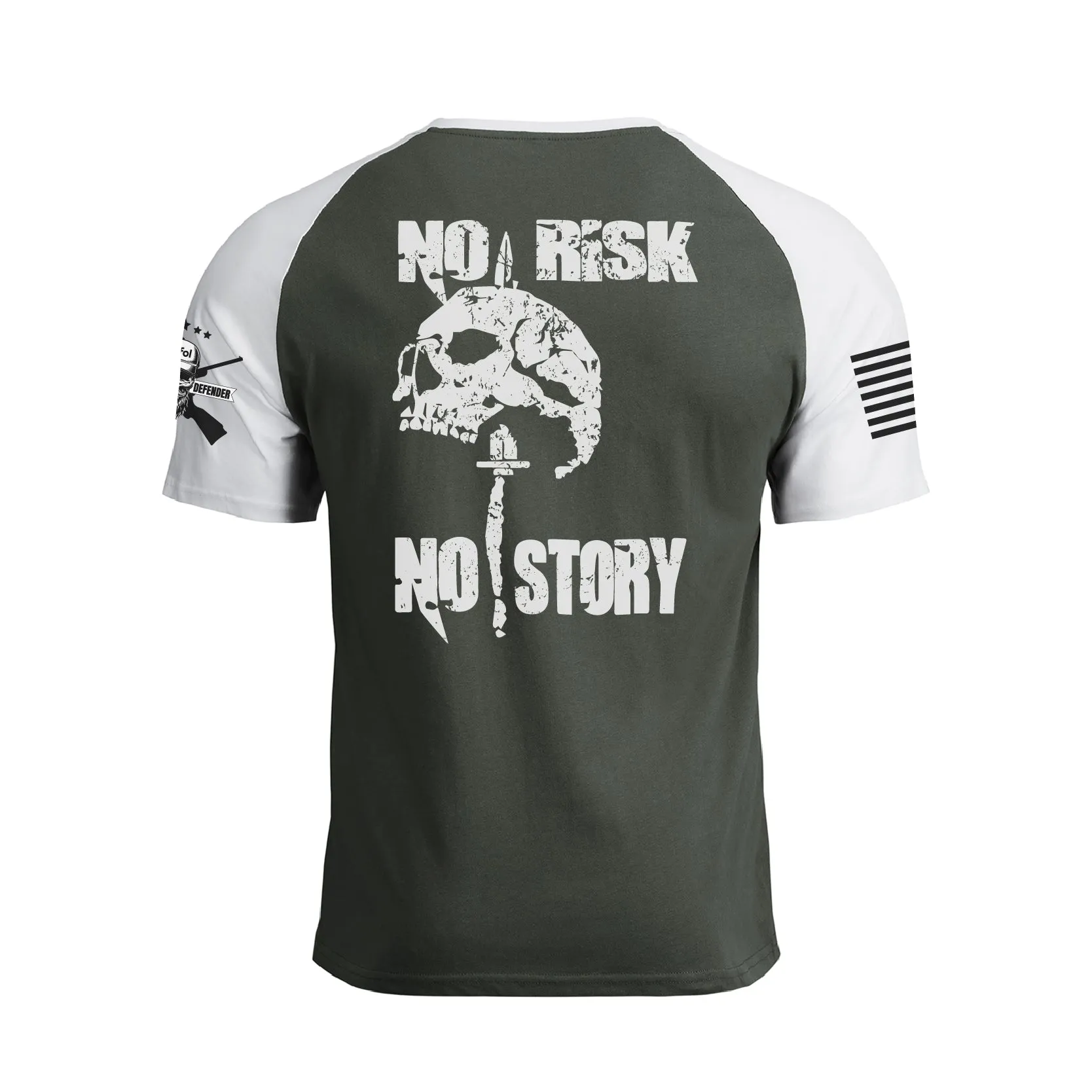 NO RISK NO STORY RAGLAN GRAPHIC TEE