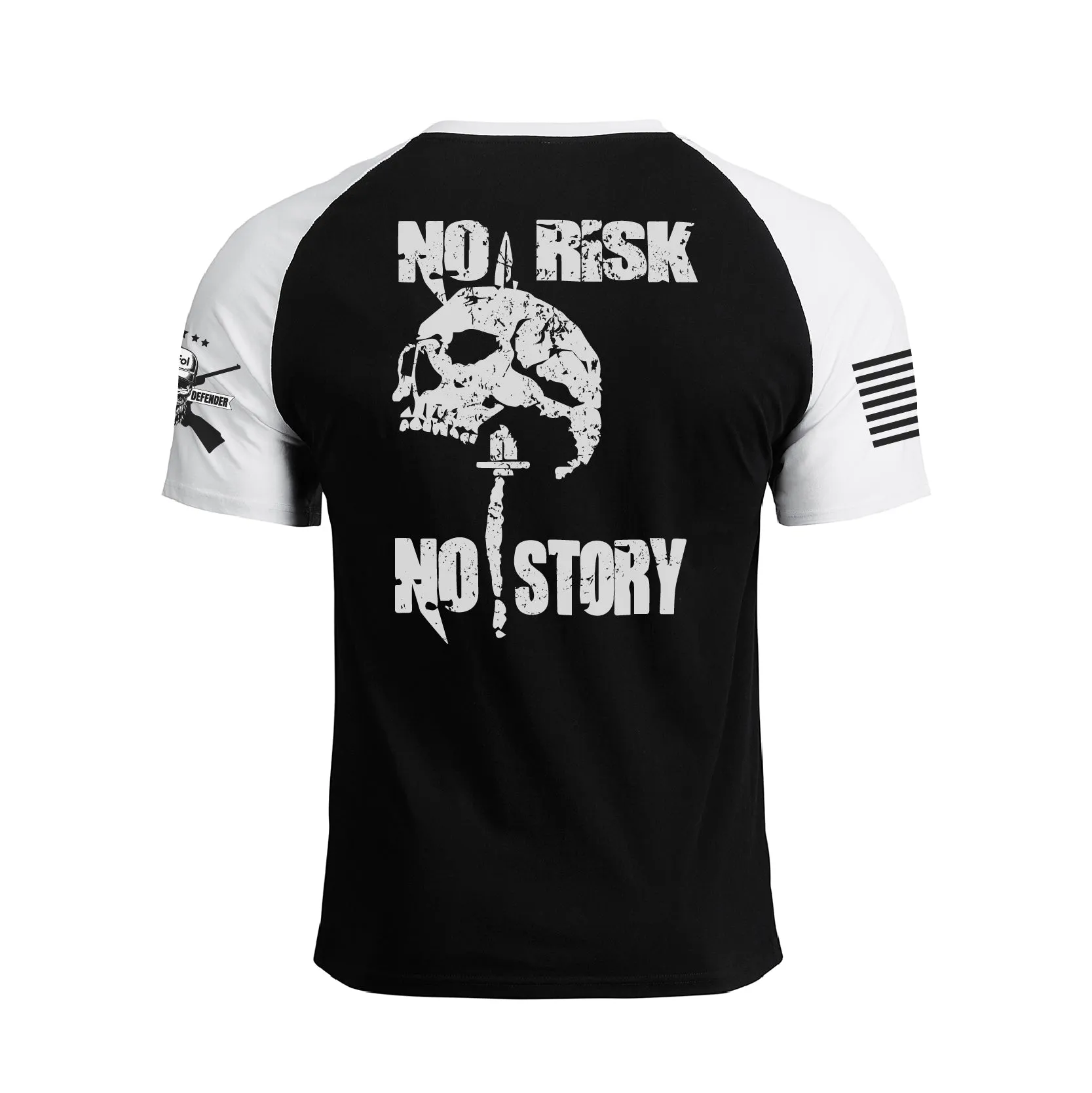 NO RISK NO STORY RAGLAN GRAPHIC TEE