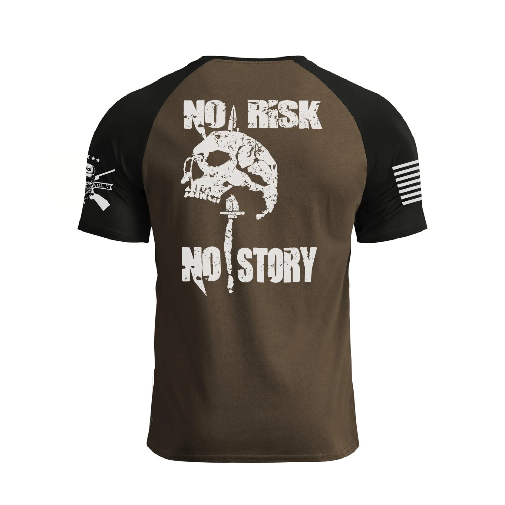 NO RISK NO STORY RAGLAN GRAPHIC TEE