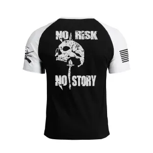 NO RISK NO STORY RAGLAN GRAPHIC TEE