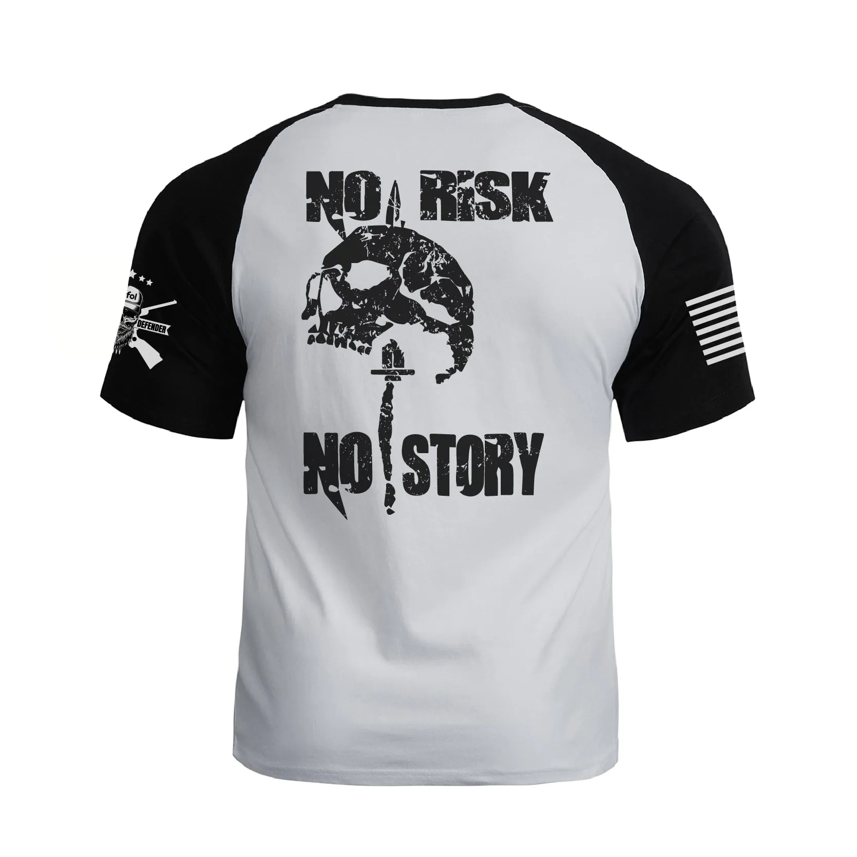 NO RISK NO STORY RAGLAN GRAPHIC TEE