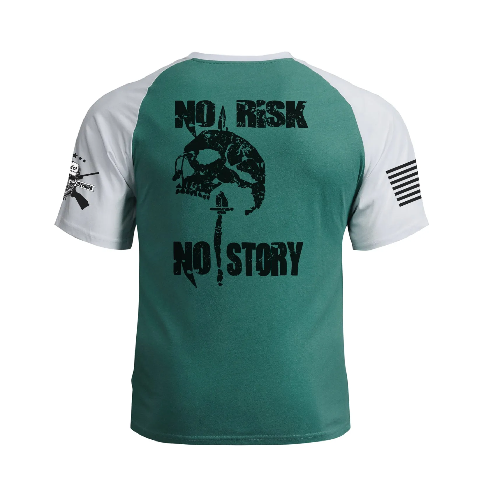 NO RISK NO STORY RAGLAN GRAPHIC TEE