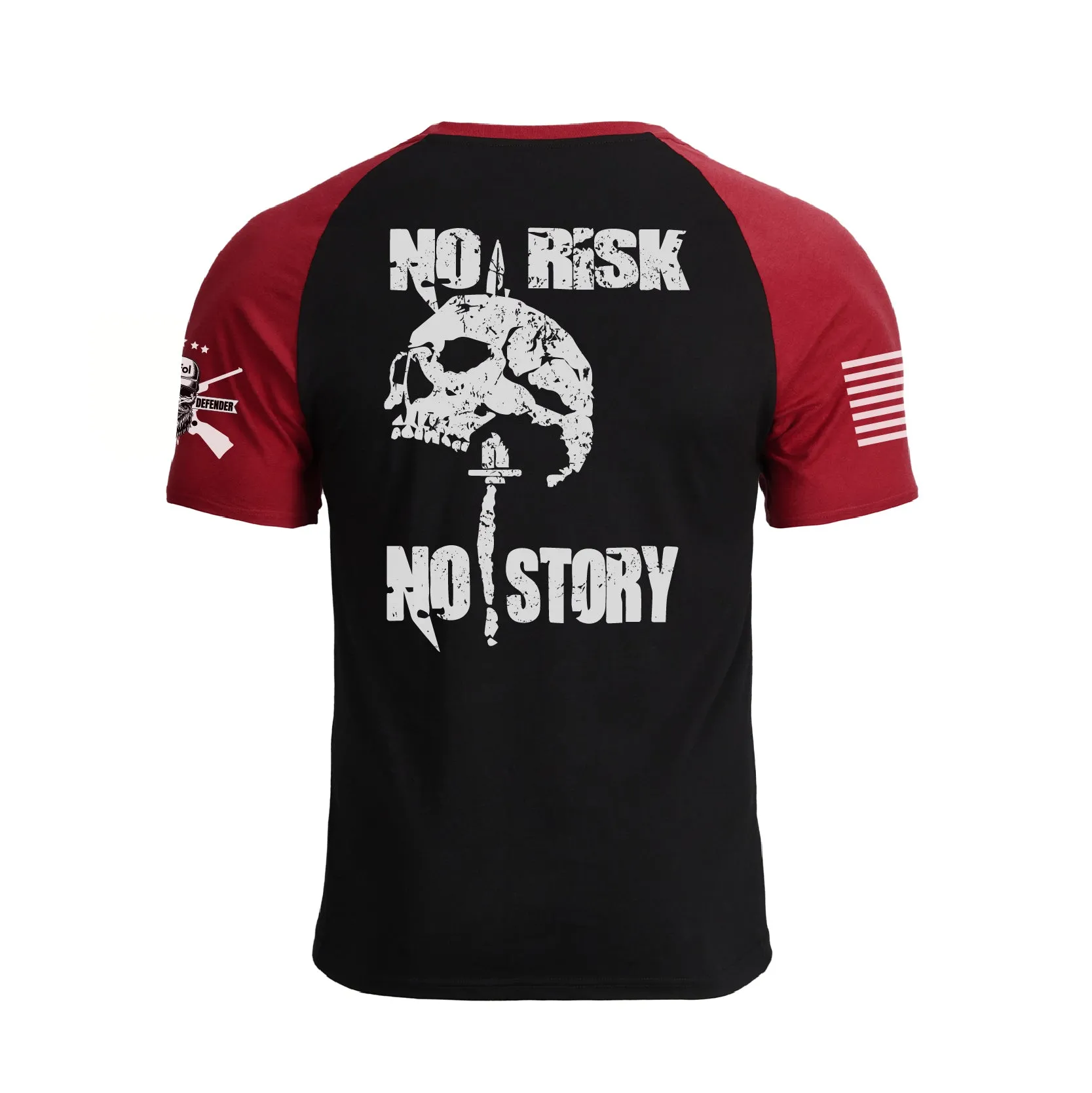 NO RISK NO STORY RAGLAN GRAPHIC TEE