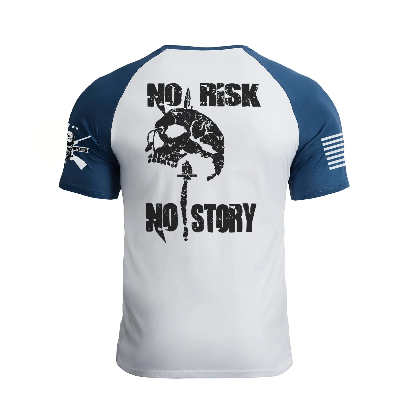 NO RISK NO STORY RAGLAN GRAPHIC TEE