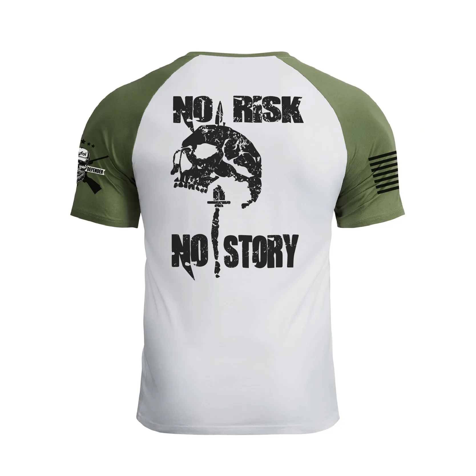 NO RISK NO STORY RAGLAN GRAPHIC TEE