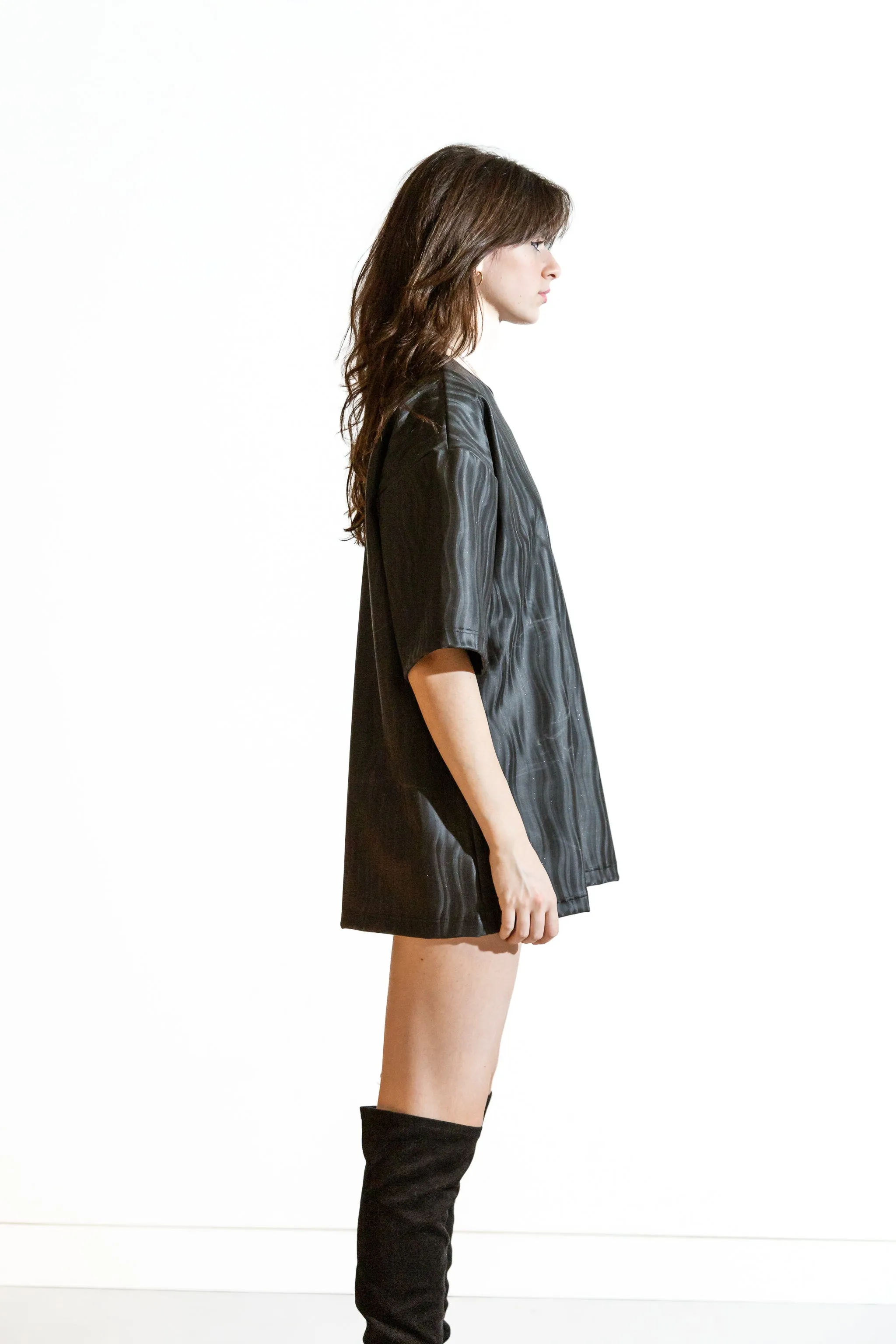 Nominal London Latex 'Wavey' Black T-shirt Dress