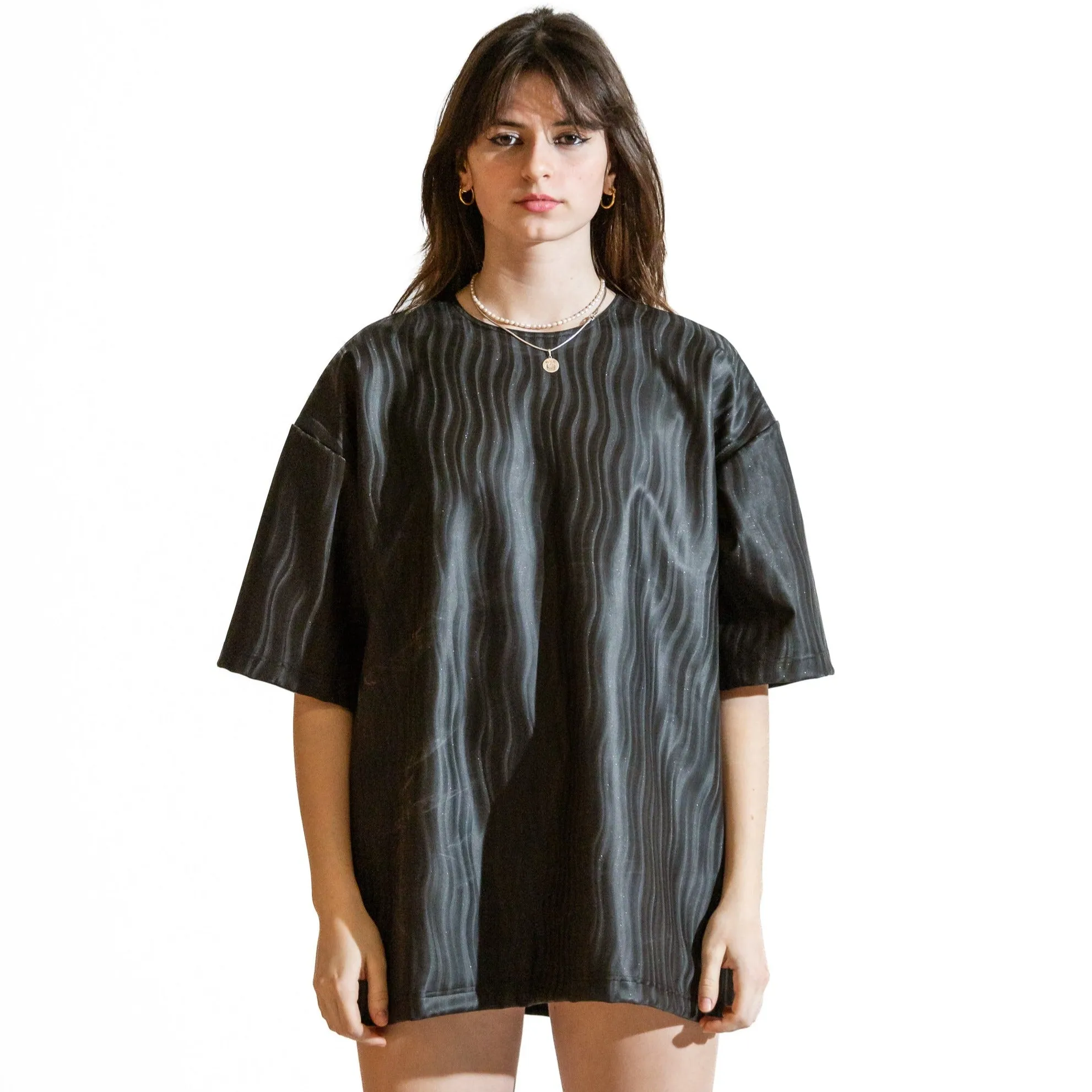 Nominal London Latex 'Wavey' Black T-shirt Dress