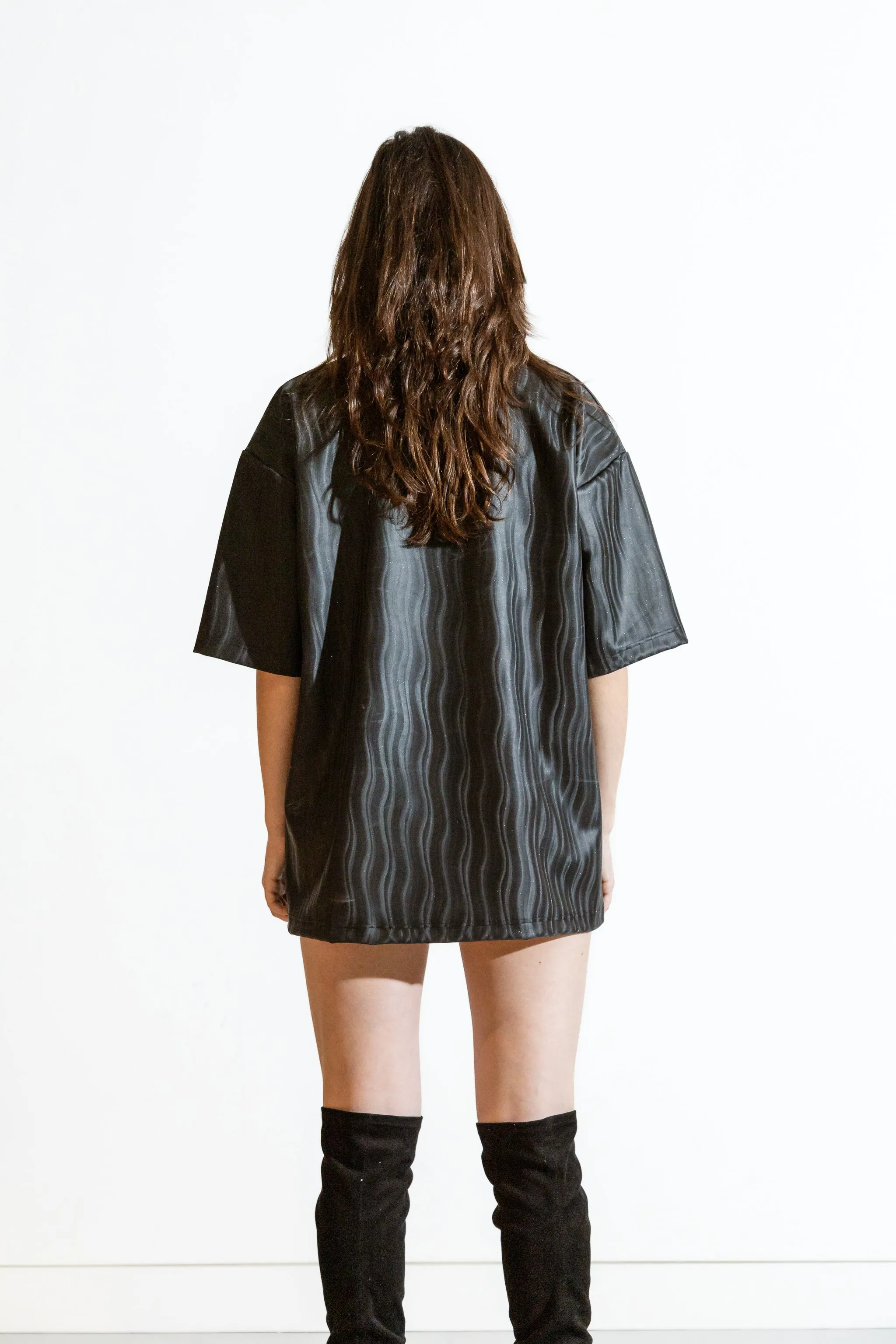 Nominal London Latex 'Wavey' Black T-shirt Dress