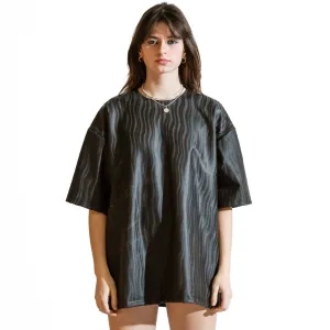 Nominal London Latex 'Wavey' Black T-shirt Dress