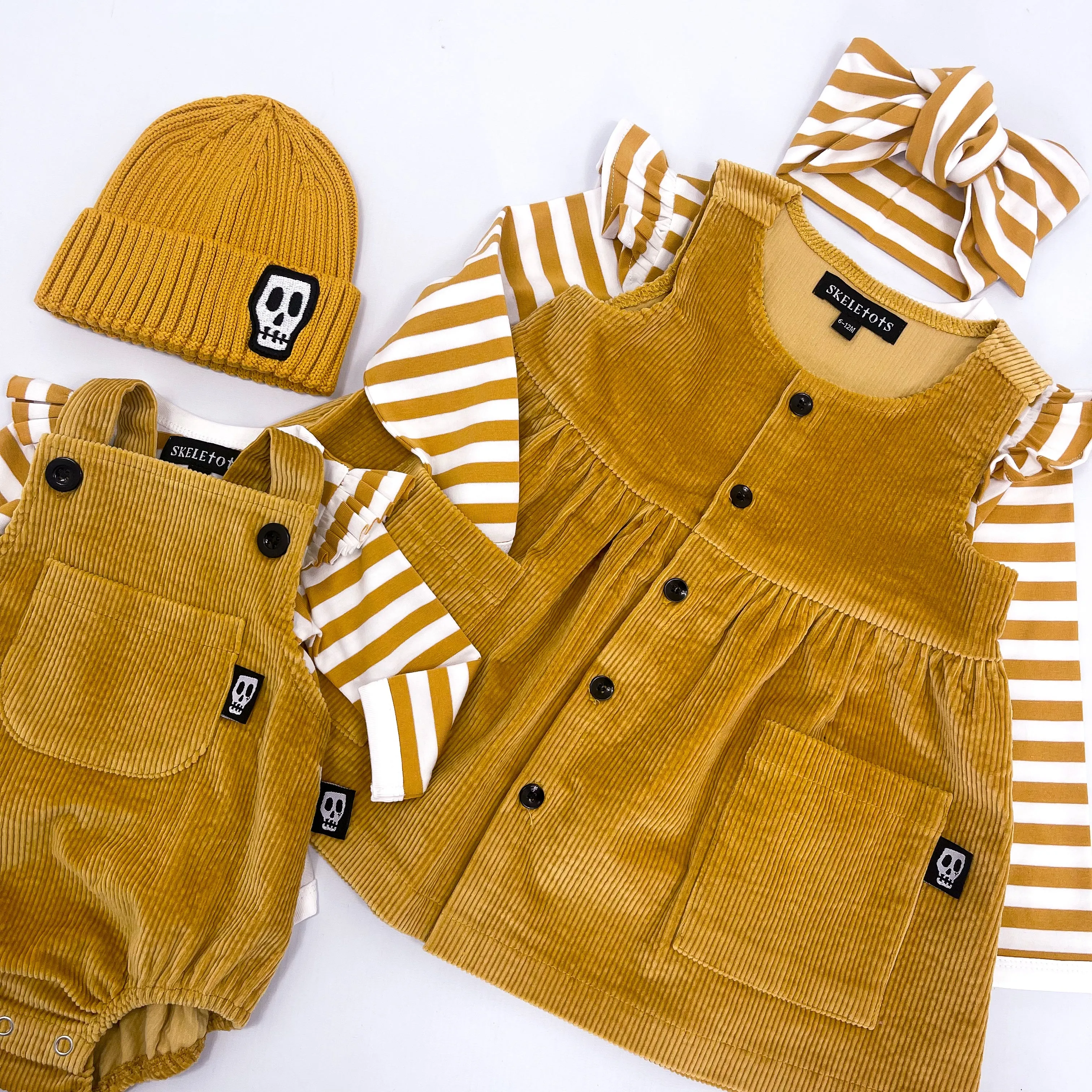 NOT SO BASIC FRILL SLEEVE MUSTARD STRIPE TEE