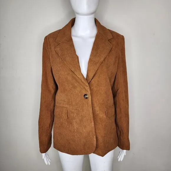 NWT Anthropologie Autres Filles Corduroy Blazer Cognac Brown Small
