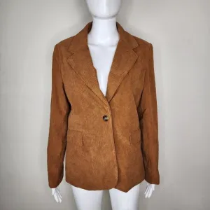 NWT Anthropologie Autres Filles Corduroy Blazer Cognac Brown Small