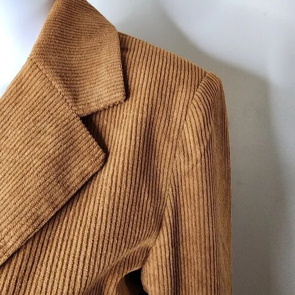 NWT Anthropologie Autres Filles Corduroy Blazer Cognac Brown Small