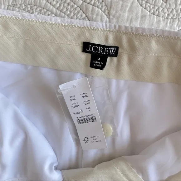 NWT - J. Crew - Long Pleated Trouser Short in Drapey Viscose - White