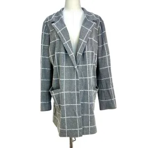 NYDJ Window Pane Topper Sweater Blazer Heather Gray