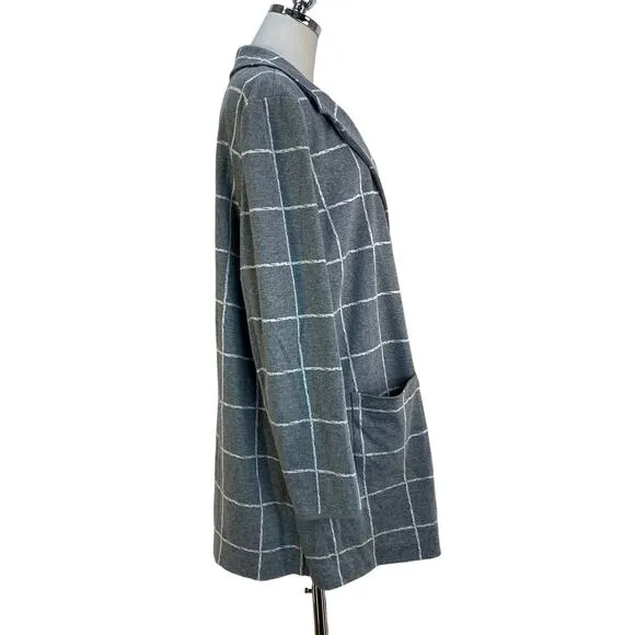 NYDJ Window Pane Topper Sweater Blazer Heather Gray