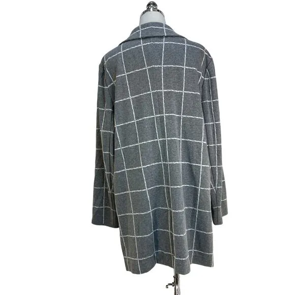 NYDJ Window Pane Topper Sweater Blazer Heather Gray