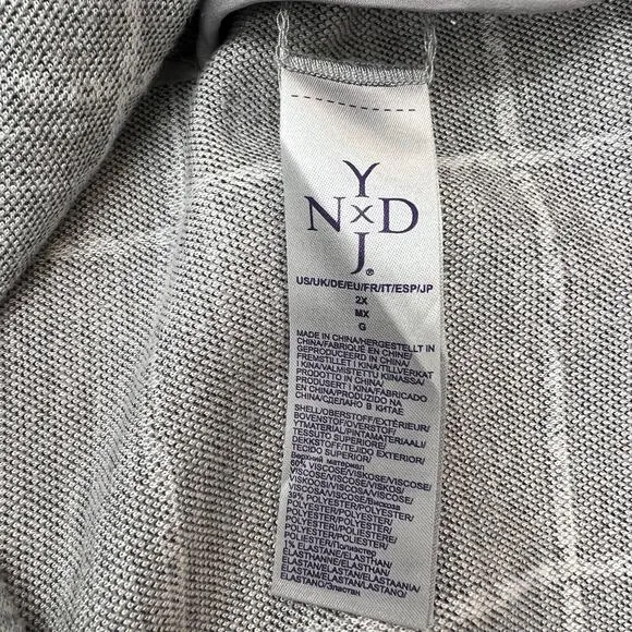 NYDJ Window Pane Topper Sweater Blazer Heather Gray